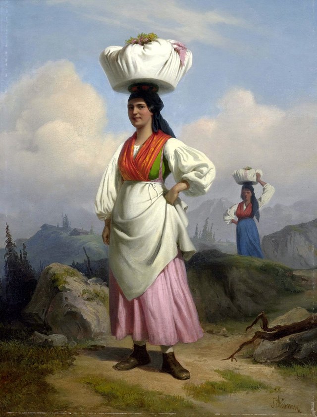 Zwei Frauen in Tracht by Alois Schönn