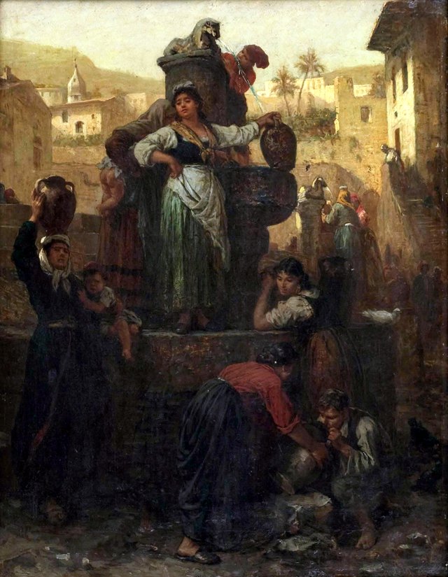 Am Brunnen einer mediterranen Stadt by Alois Schönn