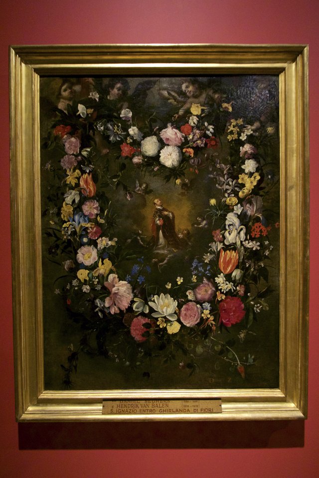 Flower garland around St. Ignatius of Loyola by Hendrick van Balen the Elder