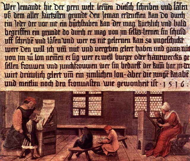 School with school master and children by Ambrosius Holbein