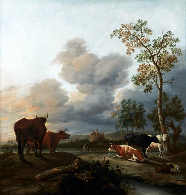 Landscape with cows by Anthonie van Borssom
