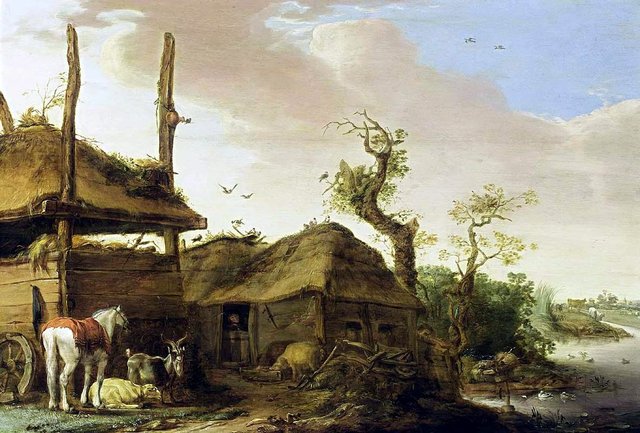 Landscape with a farmyard by Cornelis Saftleven