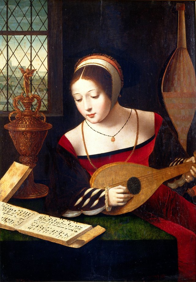 De H. Maria Magdalena musicerend by Master of the Female Half-Lengths