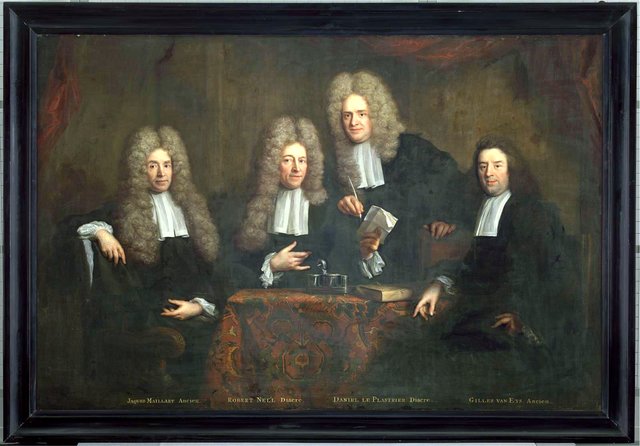 The regents of the Walenweeshuis, Amsterdam 1709 by Arnold Boonen