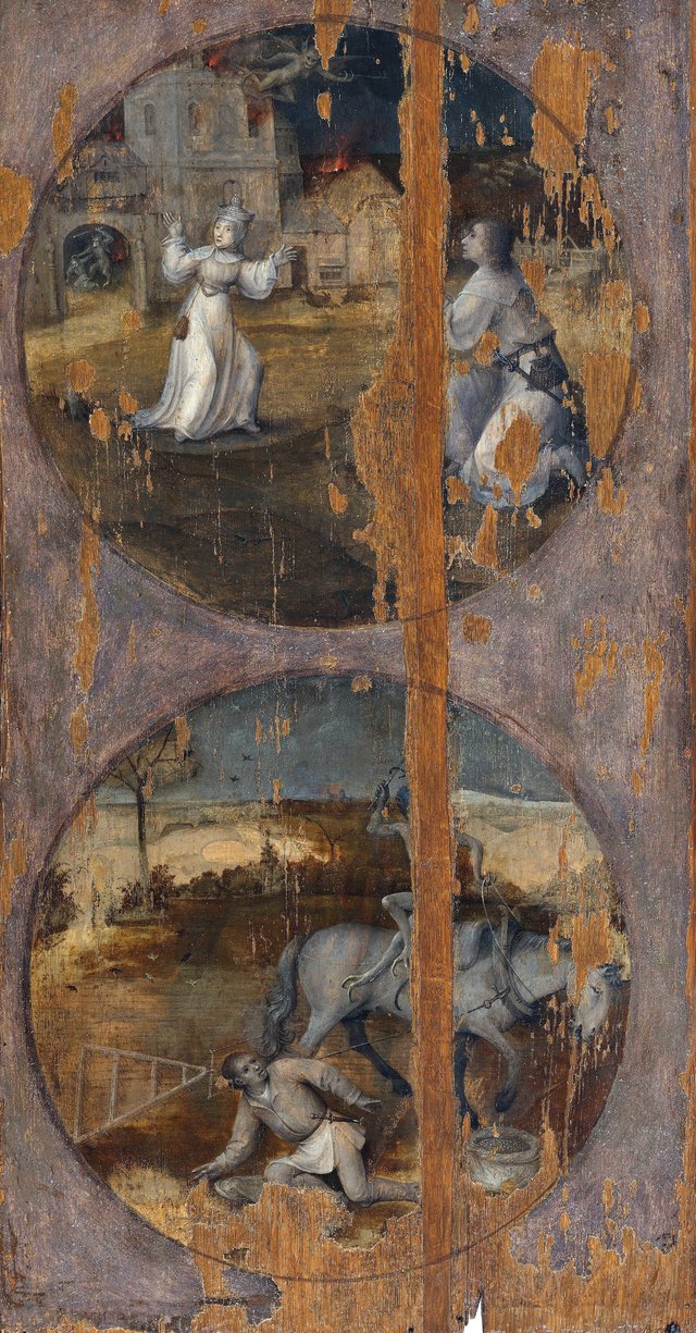 Twee medaillons met symbolisch-religieuze voorstellingen by Hieronymus Bosch