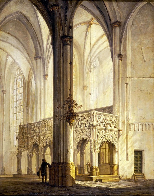 Interieur van St. Joriskerk met oxaal by Johannes Jelgerhuis