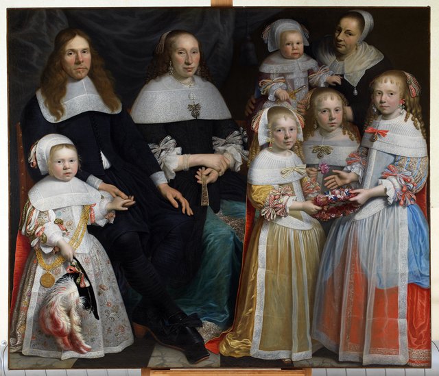 Portrait of the family Meyndert Sonck (1626-1675)  and Agatha van Neck (1634-1707) and their children by Jan Albertsz Rotius