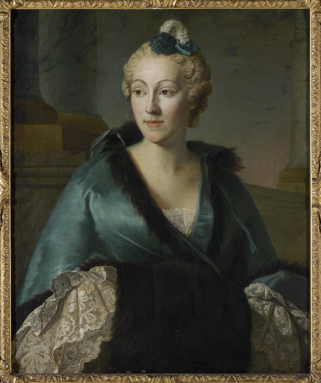 Portret van een jonge dame met een mof by Louis Tocqué