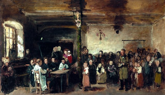 School in Colpach. Sketch by Mihály Munkácsy