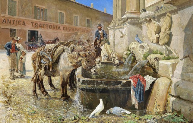 At a fountain outside Rome on Via Flaminia by Theodor Philipsen