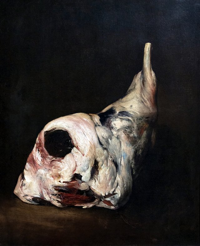 A leg of lamb by Augustin Théodule Ribot