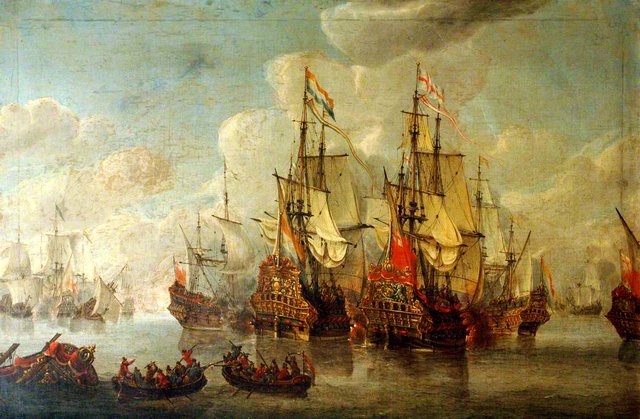 Sea Battle in the Anglo-Dutch War by Jan Abrahamsz Beerstraaten