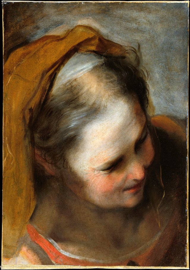 Head of an Old Woman Looking to Lower Right (Saint Elizabeth) by Federico Barocci