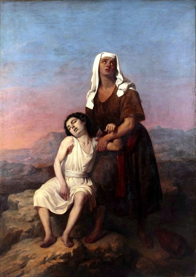 Agar e Ismael en el desierto by Antonio María Esquivel