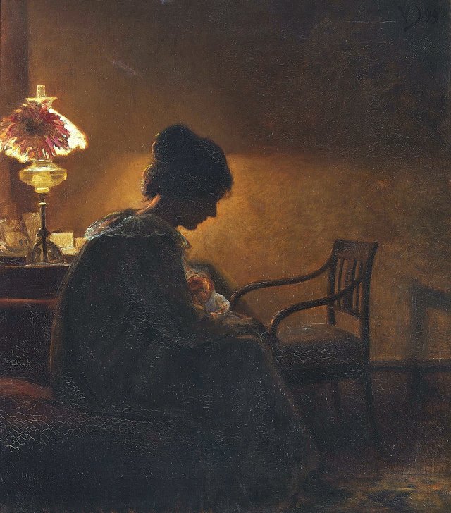 The girl and the kitten. by Valdemar Irminger