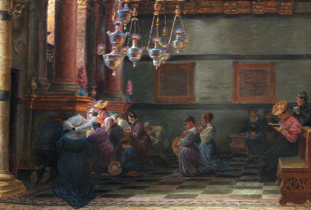 A sermon in the cathedral of Siena. by Kristian Zahrtmann