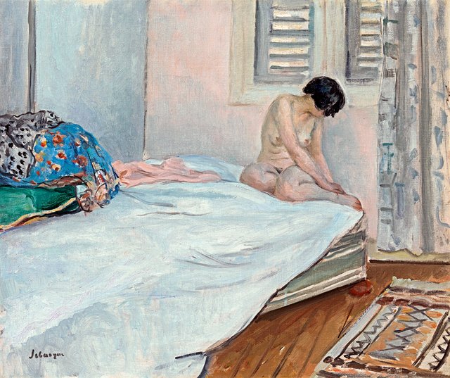 Nu assis au pied du lit, Le Cannet by Henri Lebasque