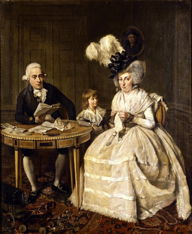 Portrait of Johannes Enschedé II (1750-1799) with his family by Wybrand Hendricks