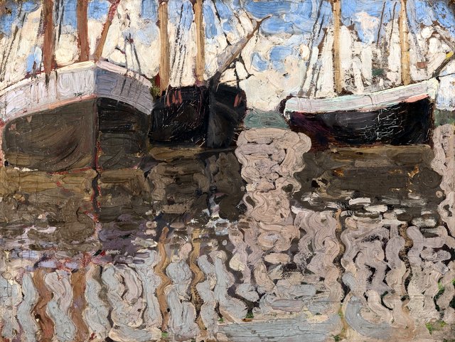 A View of Sailboats by Vladimir Baranov-Rossiné