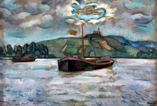 Barges on the River Don by Vladimir Baranov-Rossiné