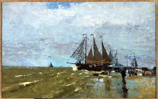 Bomschuit op het strand te Katwijk by Jan Toorop