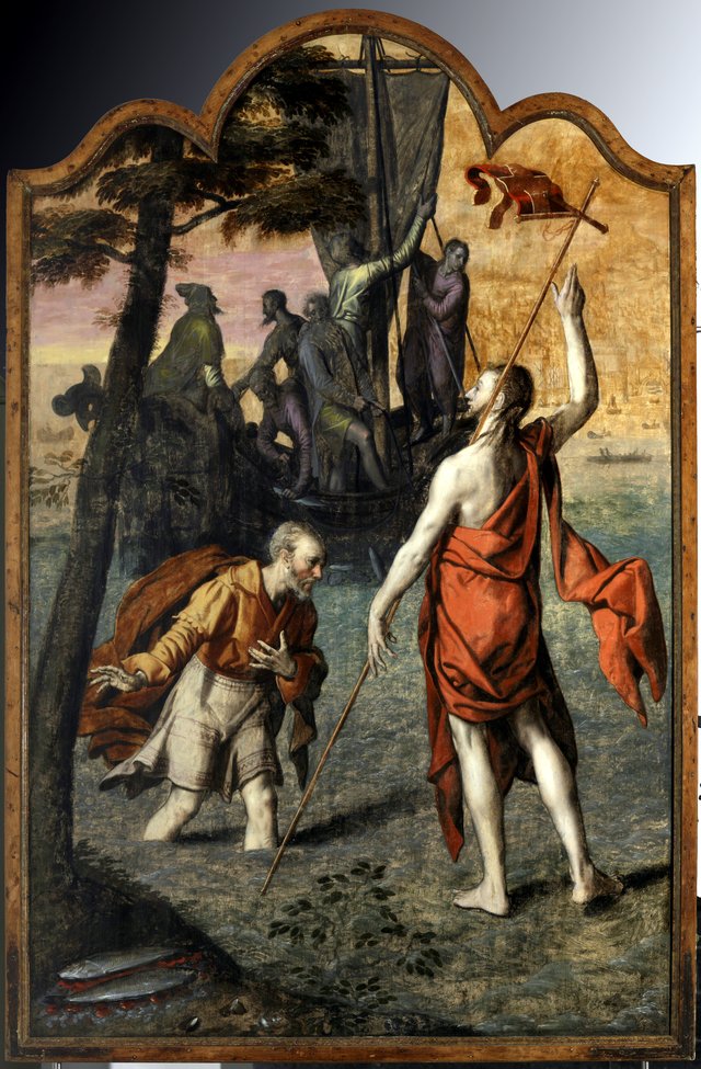 Het Martelaarschap van Petrus en Paulus / Christus verschijnt op het Meer van Tiberias. by Pieter Pietersz the Elder