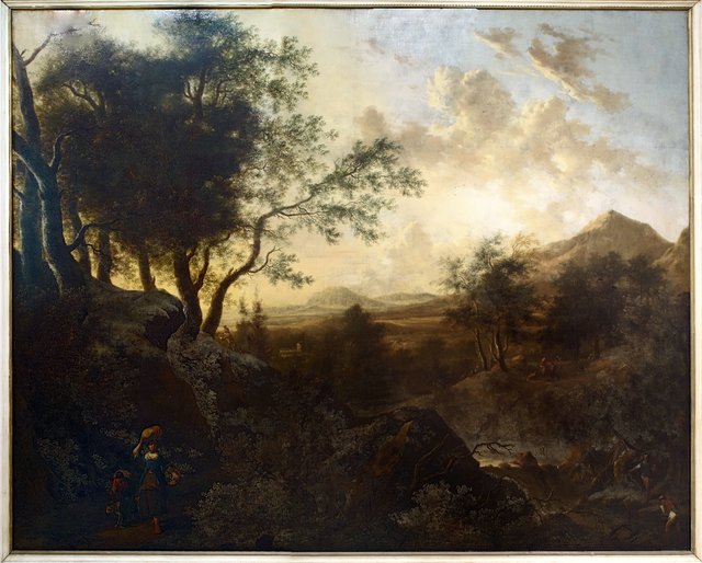 Italiaans landschap. by Frederik de Moucheron