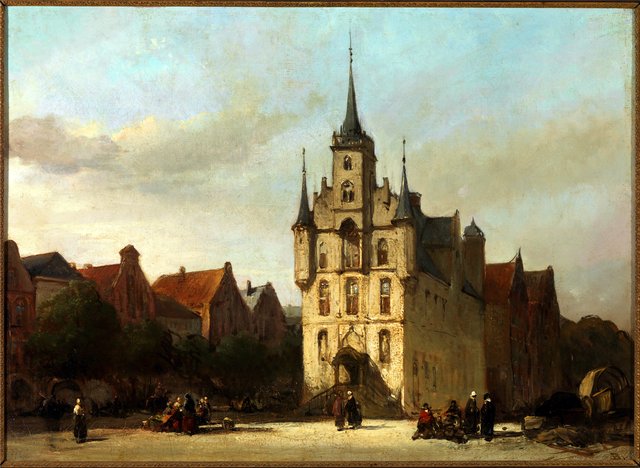 View on the Town Hall of Gouda by Johannes Bosboom