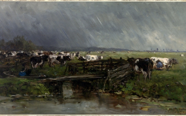 Stortbui nabij Gouda. by Willem Roelofs