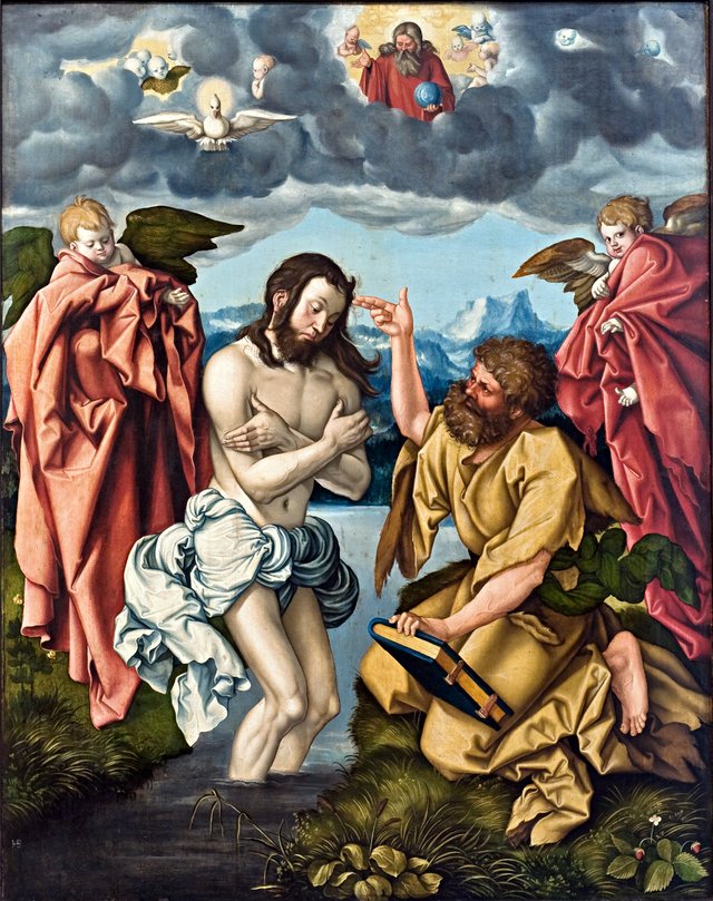 Saint John Altarpiece: Baptism of Christ by Hans Baldung Grien