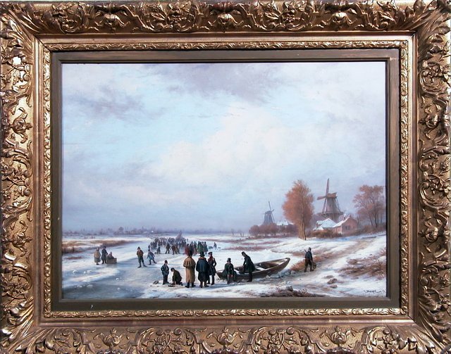 Schaatsenrijders op de benedenloop van de IJssel by Louis Meijer