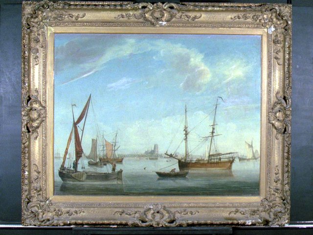 Riviergezicht voor Dordrecht by Engel Hoogerheyden