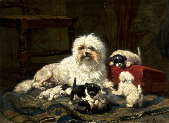 Dog with Five Puppies by Henriëtte Ronner-Knip