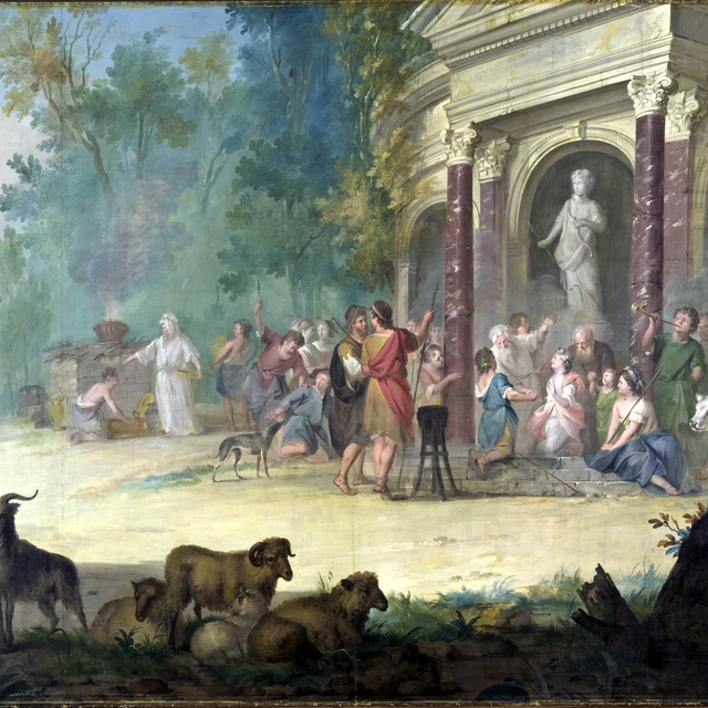 Behangsel met het huwelijk van Mirtillo en Amaryllis by Aert Schouman