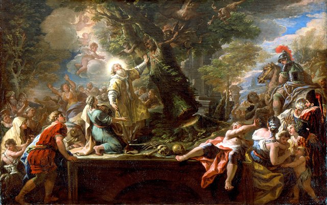 St. Nicolas of Bari Felling a Tree Inhabited by Demons by Paolo de Matteis