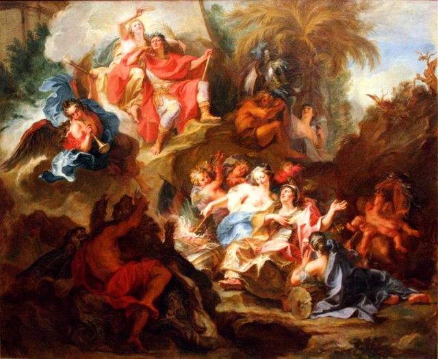 Louis XIV se repose dans le sein de la gloire après la paix de Nimègue. by Antoine Coypel