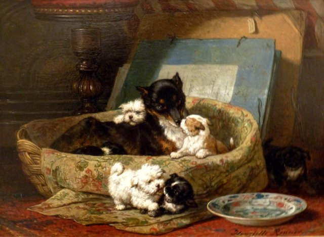 The Little Rascals (dog painting) by Henriëtte Ronner-Knip