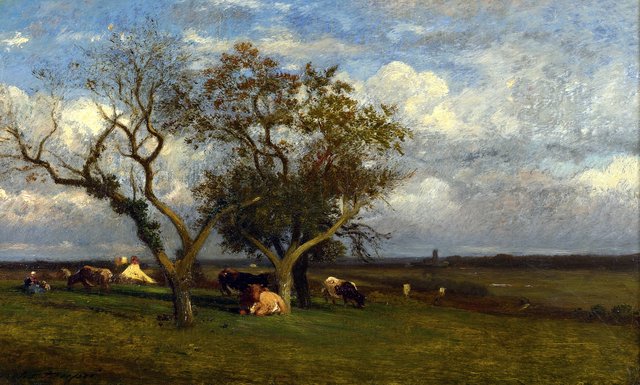 Landscape with cows by Jules Dupré
