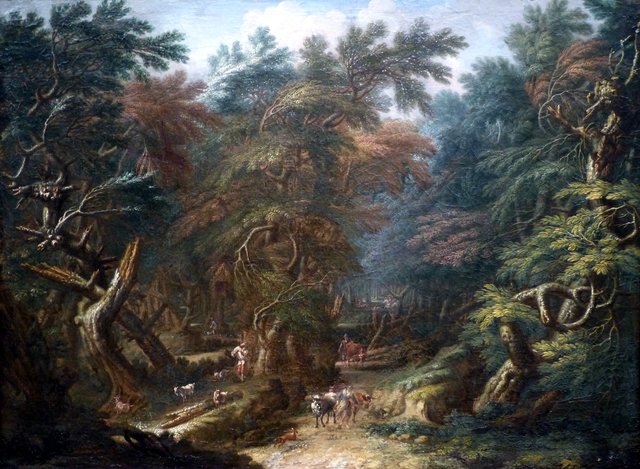 Paysage boisé : bergers et chasse au cerf by Alexander Keirincx