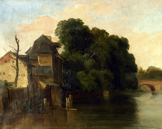 Rennes the fishmonger's mill on the banks of the Vilaine by Jules Coignet