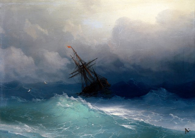 Ship on Stormy Seas by Ivan Aivazovsky