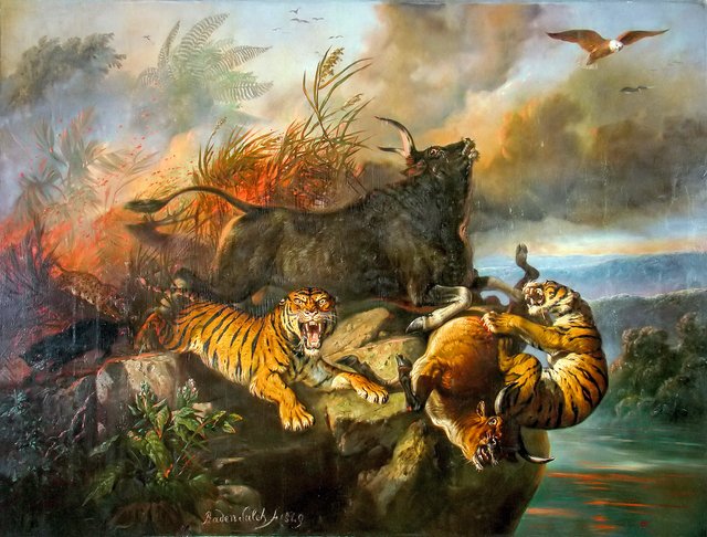 Forest fire by Raden Saleh