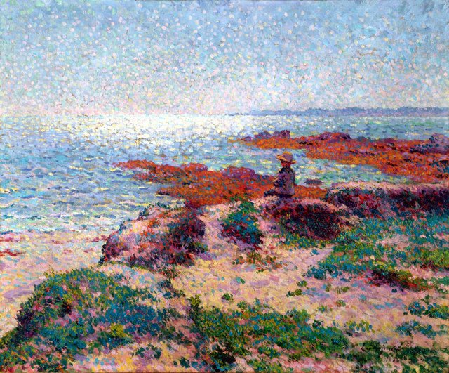 Enfant rêvant devant la mer, au coucher de soleil by Émile Schuffenecker