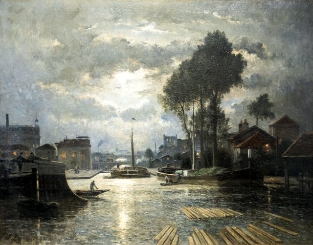 The Canal Saint-Denis by Moonlight by Stanislas Lépine