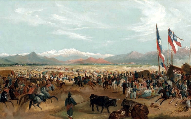 Llegada del Presidente Prieto a la Pampilla. by Johann Moritz Rugendas