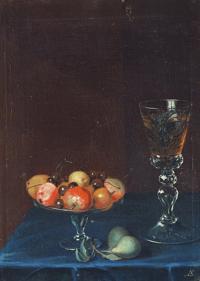 Still-life with glass cup and fruit. No. 25. by Johan Hörner