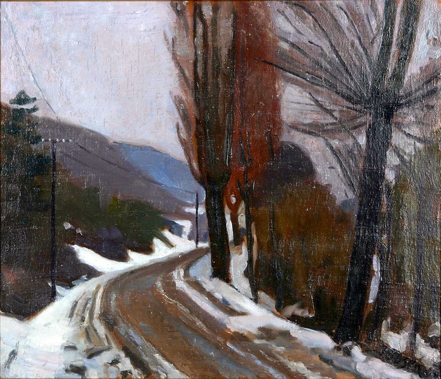 A road in a landscape. by Immanuel Ibsen