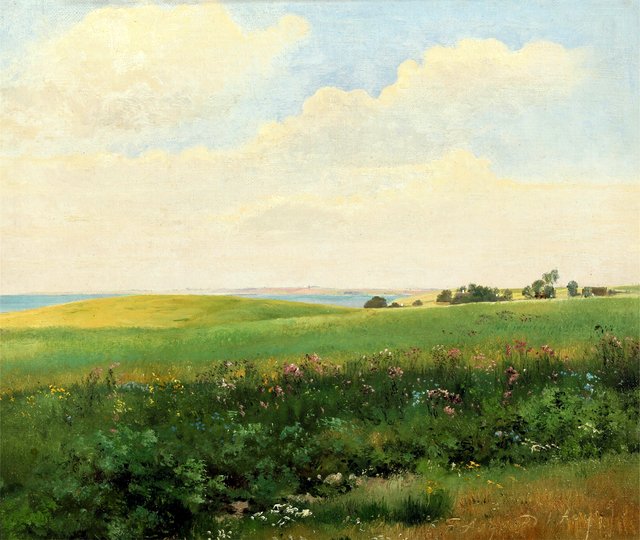 Summer landscape with rolling fields by Carl Frederik Aagaard