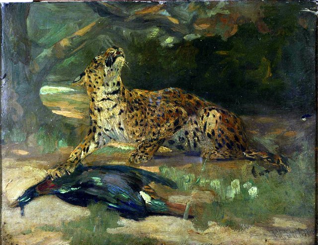 Leopard and Bird by John Macallan Swan