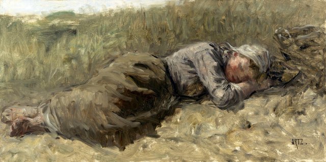 Girl sleeping in the dunes by David Adolph Constanz Artz
